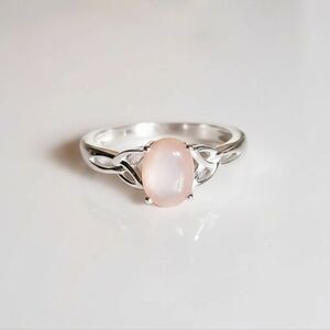 925 Sterling Silver Pink Mother of Pearl Ring, Celtic Irish Ring